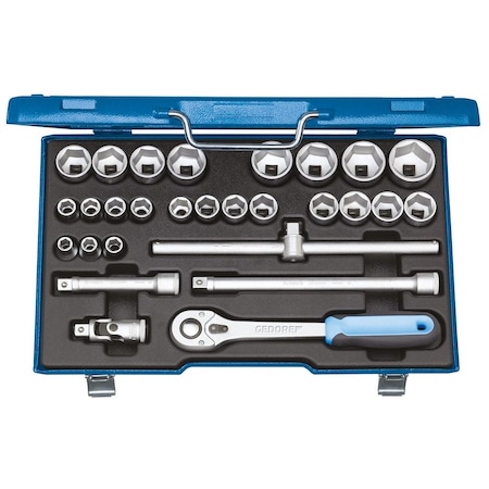 Gedore 1/2" Drive, Socket Set Metric, 28 pcs 19 VMU-10